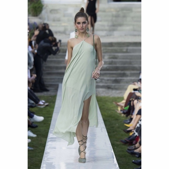 Jacquemus Dresses & Skirts - Jacquemus Light Green Asymmetrical Chiffon Dress Runway, size XS